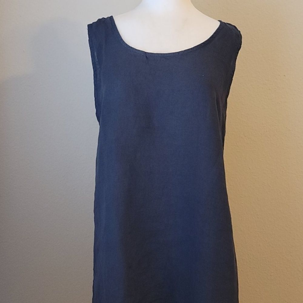 - Rosemarine blue linen shift dress size made in Italy small